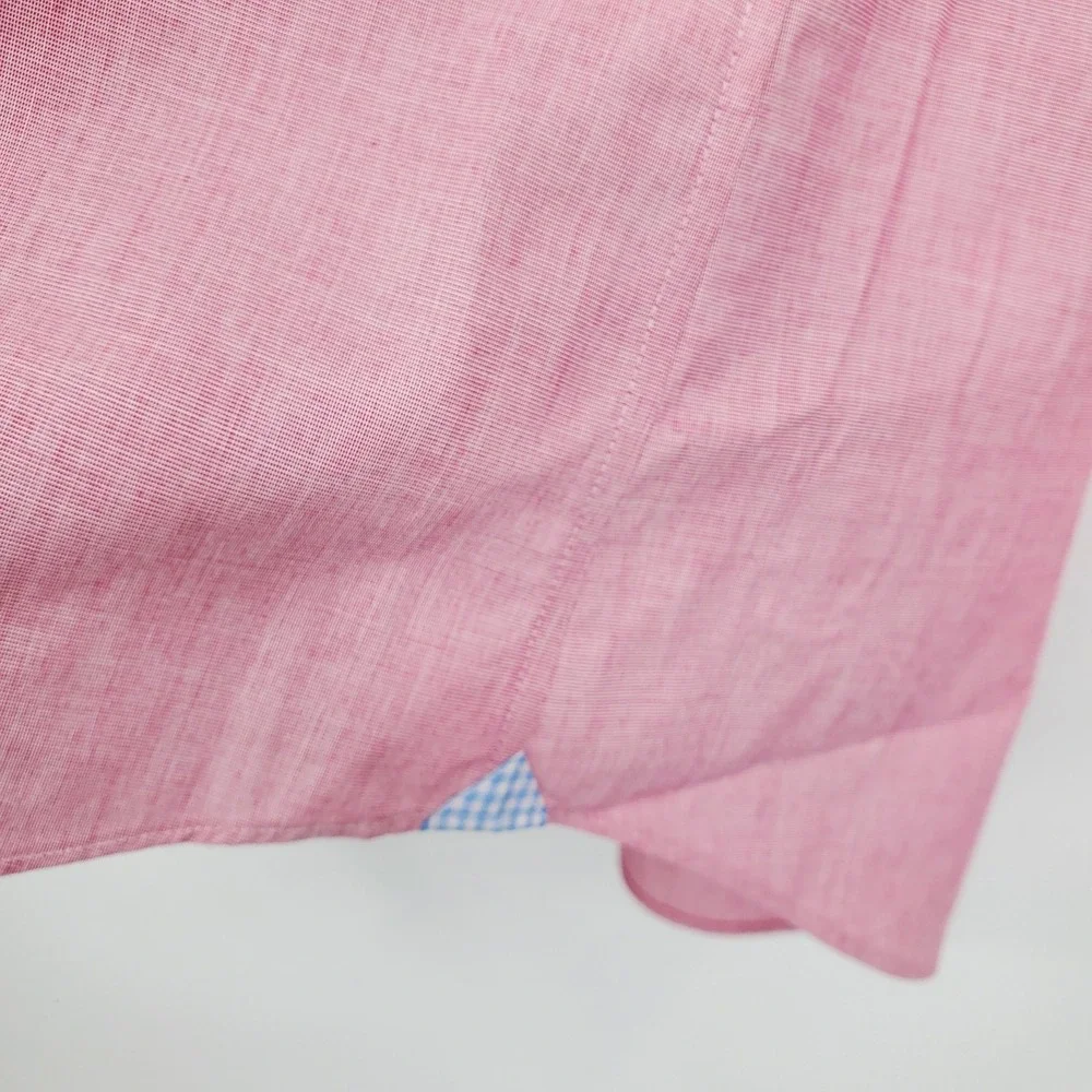 Banana Republic Mens Grant Fit Non-Iron Cotton Button Shirt Pink L 16-16.5 Prep